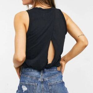 J.Crew Black Vintage Cotton Knot-Back Tank Top Size S